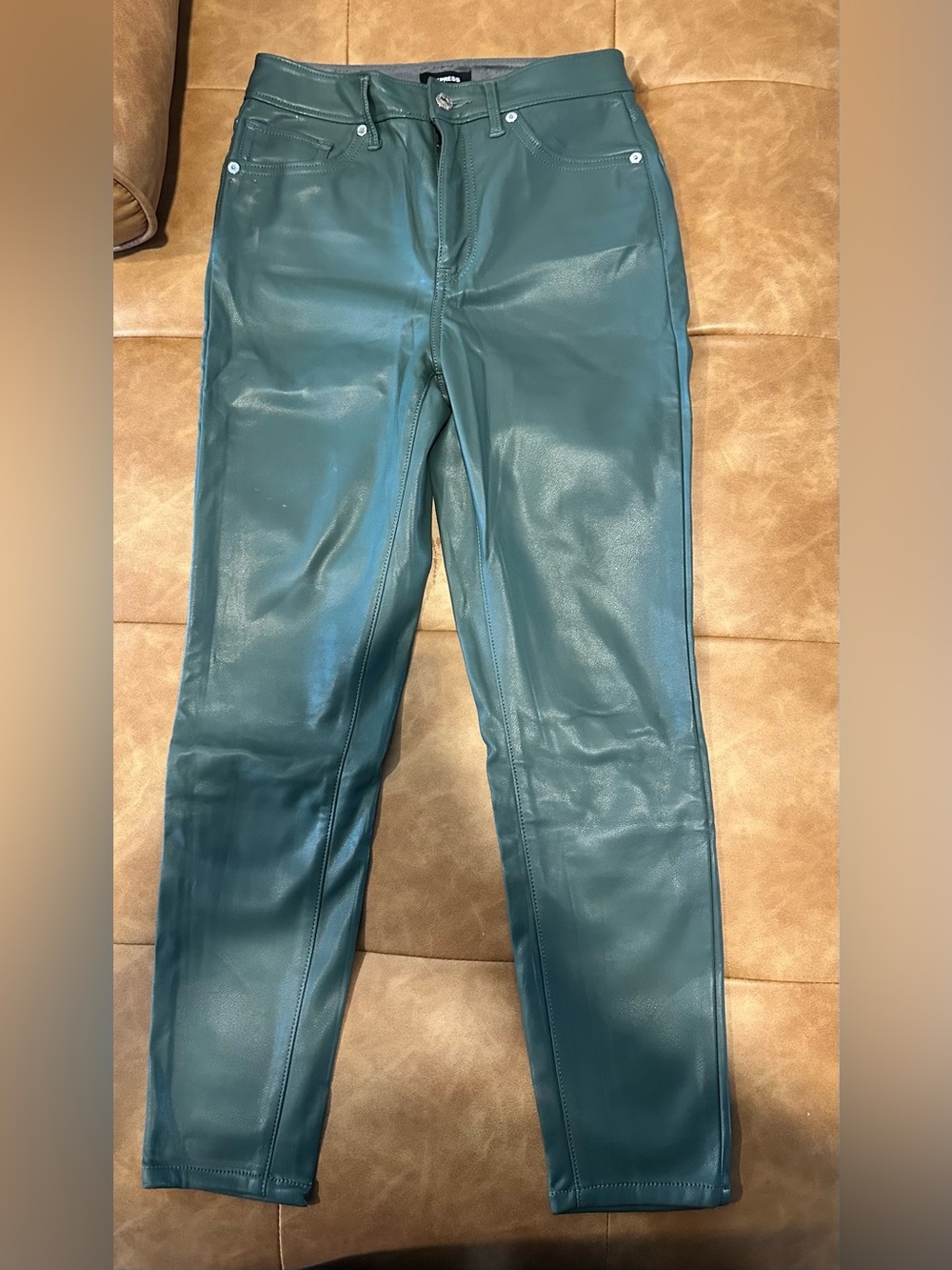 EXPRESS High Rise Faux Leather Skinny Pants Green Size S